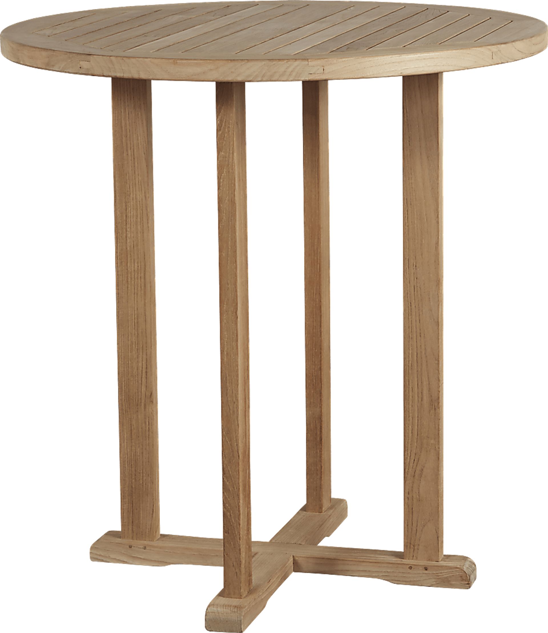 Pleasant Bay Teak Tan Round Outdoor Bar Table - Image 1