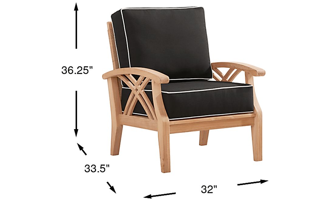 Pleasant Bay Woven Teak Outdoor Club Chair with Charcoal Cushions