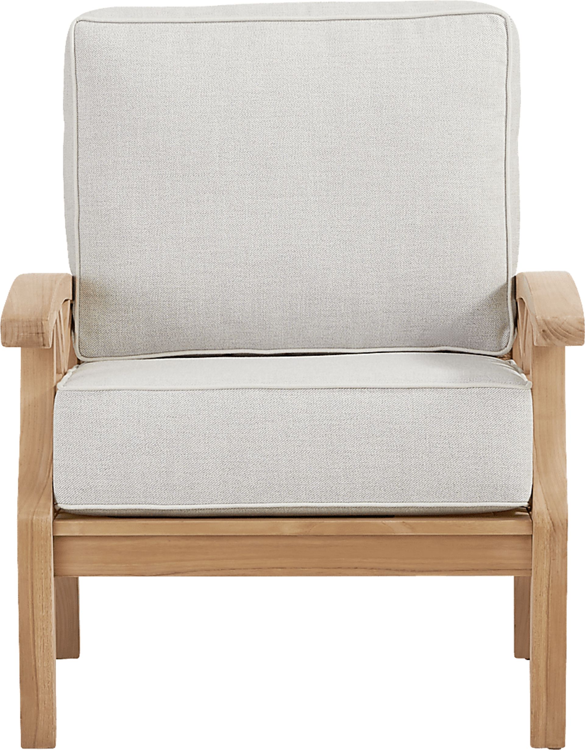 Pleasant Bay Woven Teak Outdoor Club Chair with Dove Cushions - Image 2
