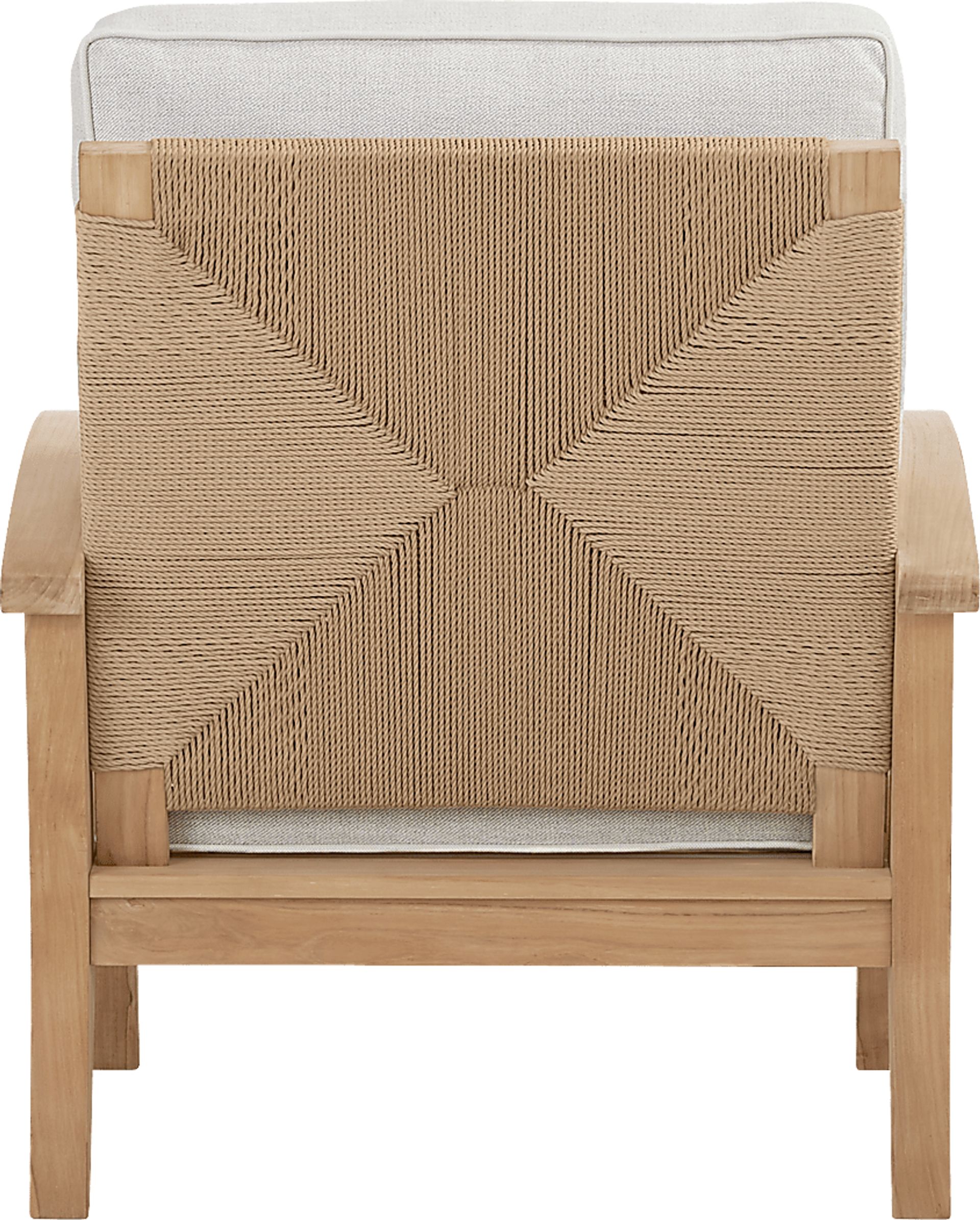 Pleasant Bay Woven Teak Outdoor Club Chair with Dove Cushions - Image 3
