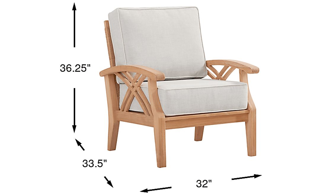 Pleasant Bay Woven Teak Outdoor Club Chair with Dove Cushions