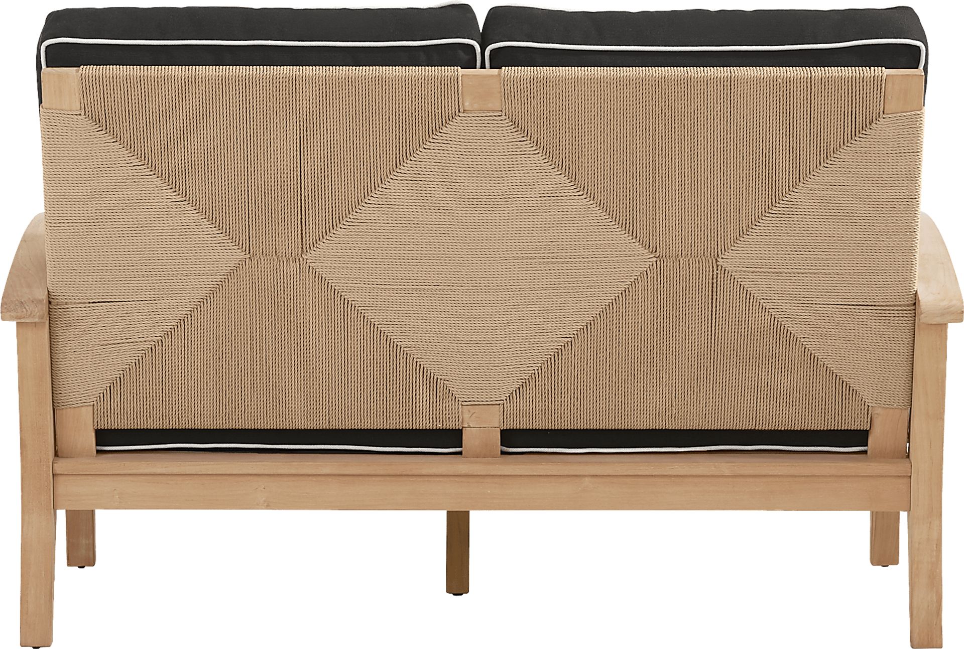 Pleasant Bay Woven Teak Outdoor Loveseat with Charcoal Cushions - Image 3