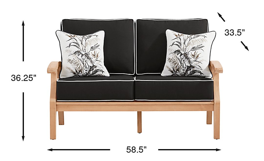 Pleasant Bay Woven Teak Outdoor Loveseat with Charcoal Cushions