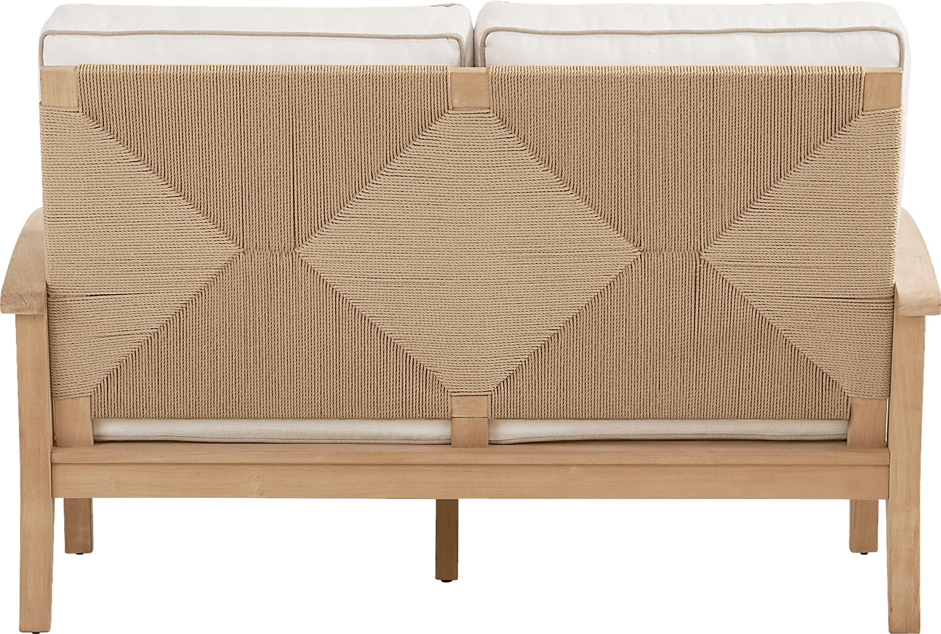Pleasant Bay Woven Teak Outdoor Loveseat with Vapor Cushions - Image 3