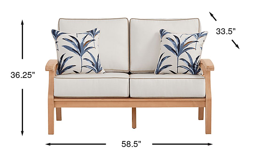 Pleasant Bay Woven Teak Outdoor Loveseat with Vapor Cushions