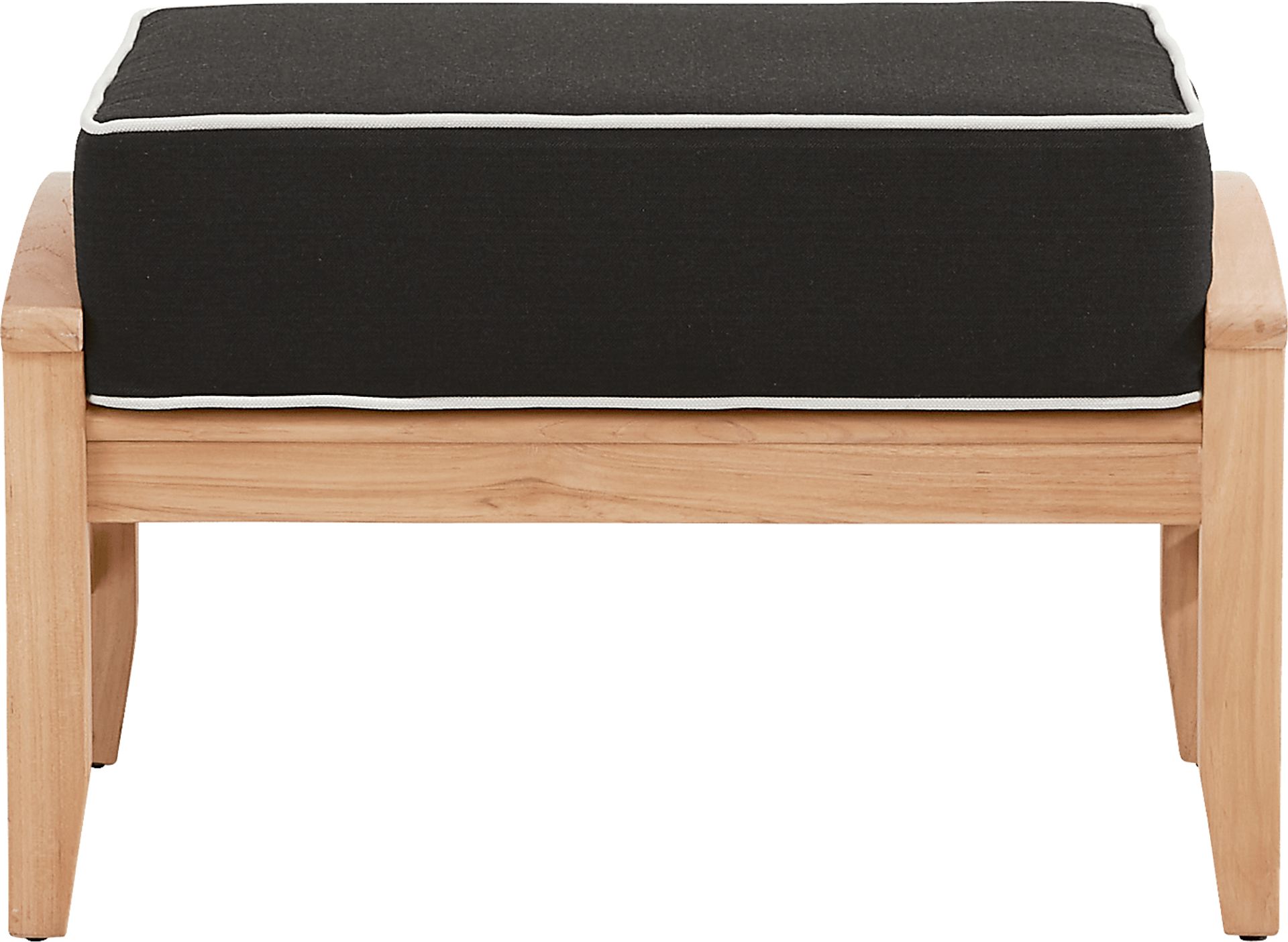 Pleasant Bay Woven Teak Outdoor Ottoman with Charcoal Cushion - Image 2