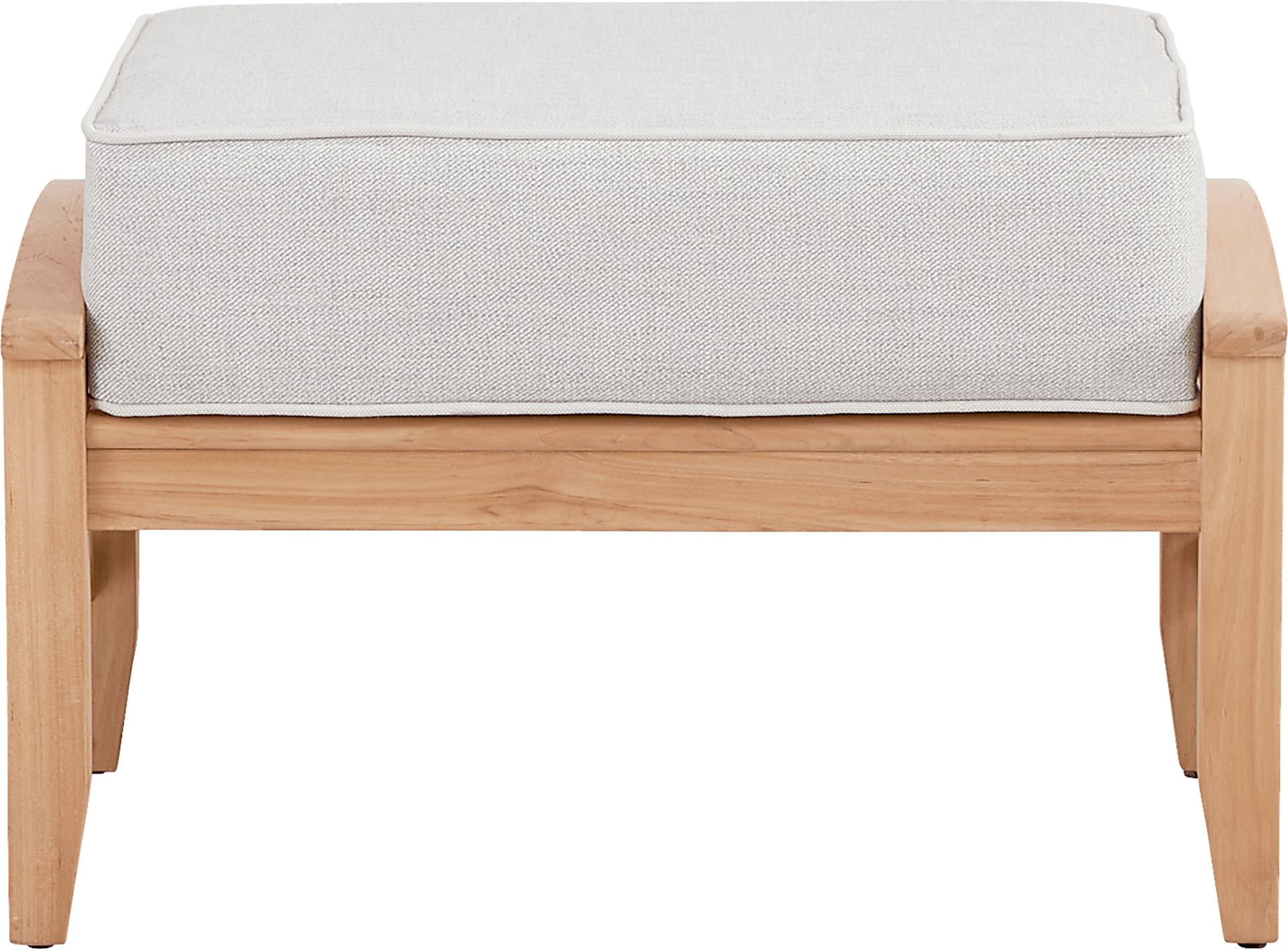 Pleasant Bay Woven Teak Outdoor Ottoman with Dove Cushion - Image 2