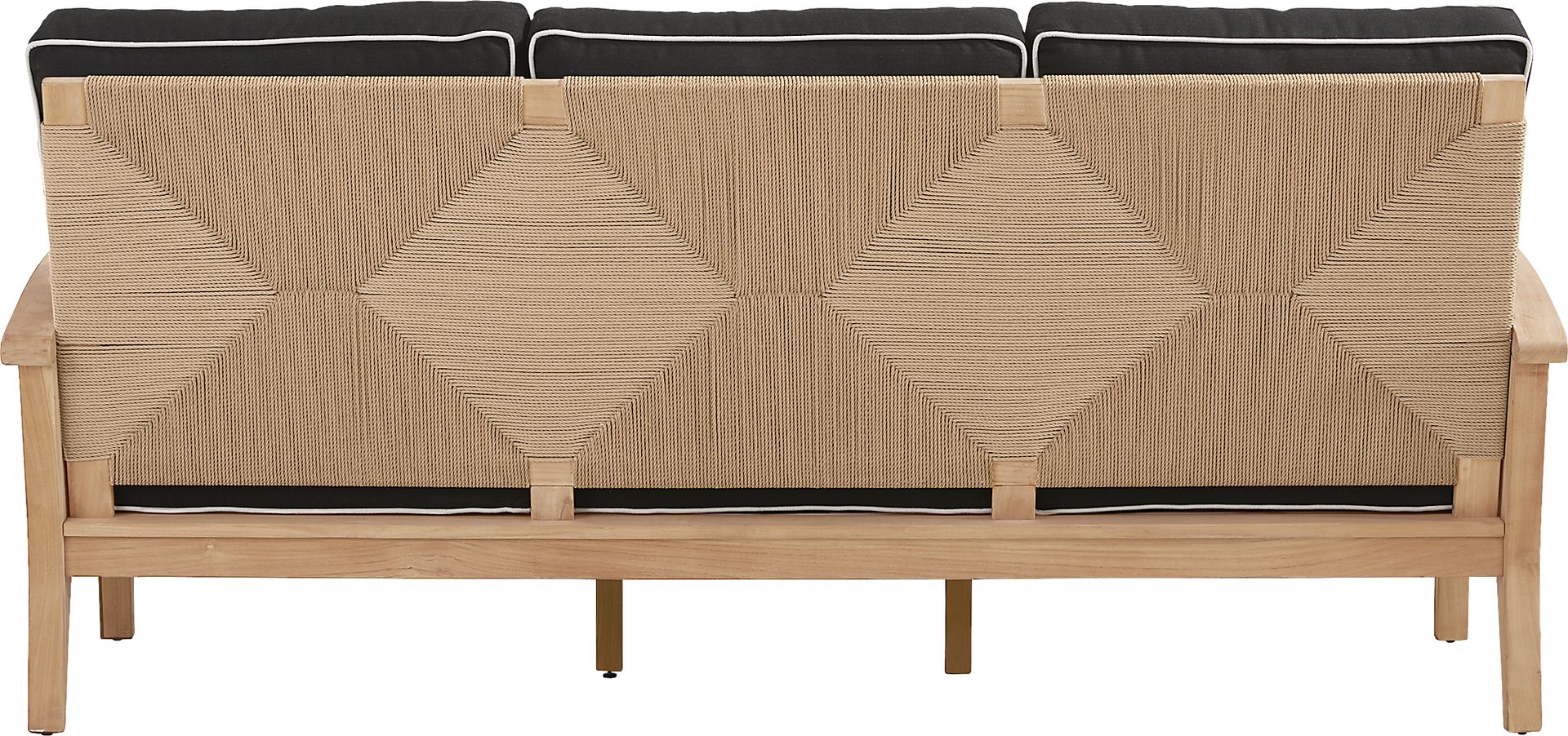 Pleasant Bay Woven Teak Outdoor Sofa with Charcoal Cushions - Image 3