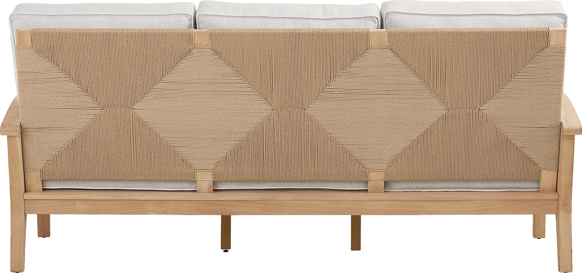 Pleasant Bay Woven Teak Outdoor Sofa with Dove Cushions - Image 3