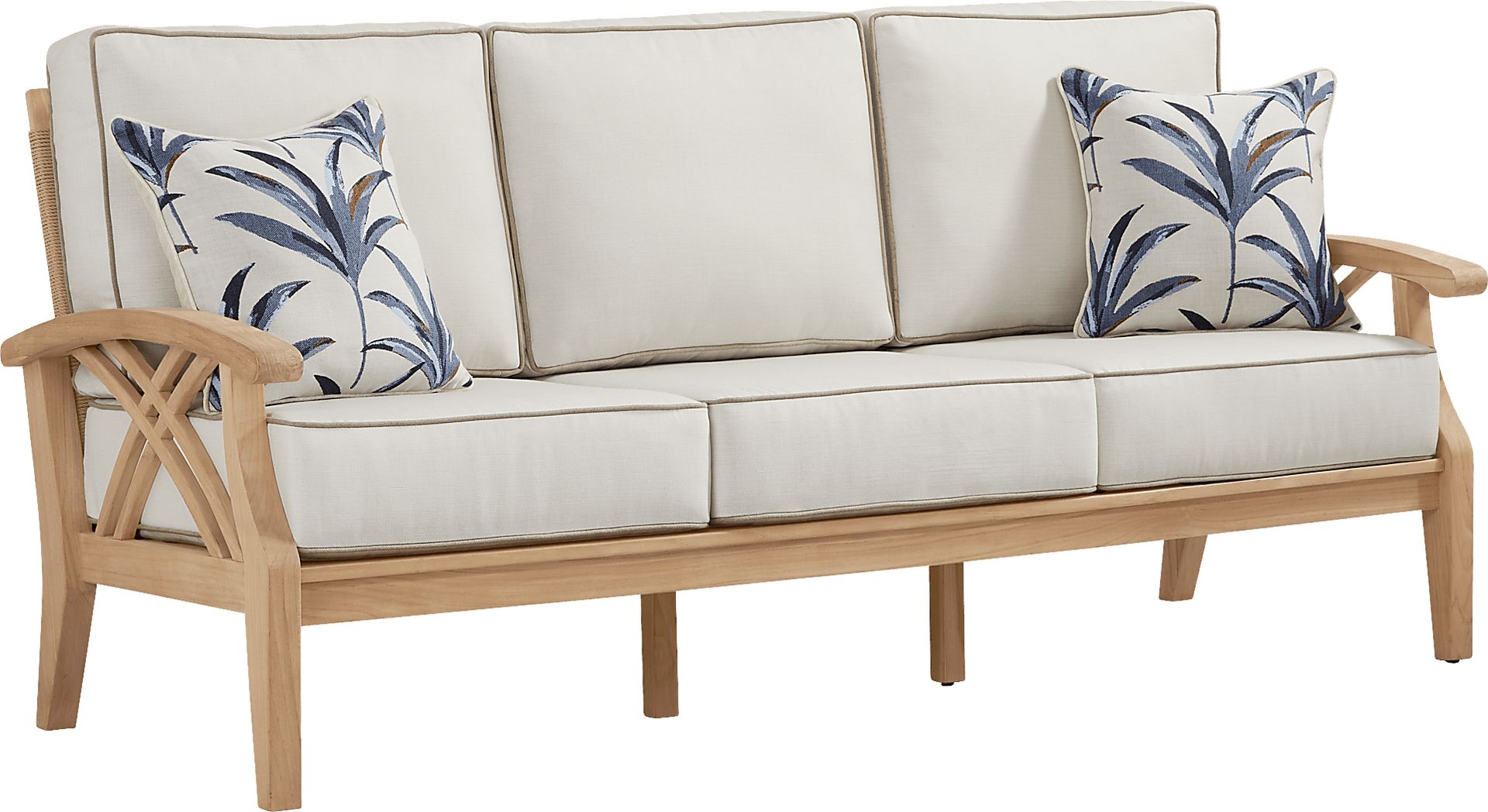 Pleasant Bay Woven Teak Outdoor Sofa with Vapor Cushions - Image 2