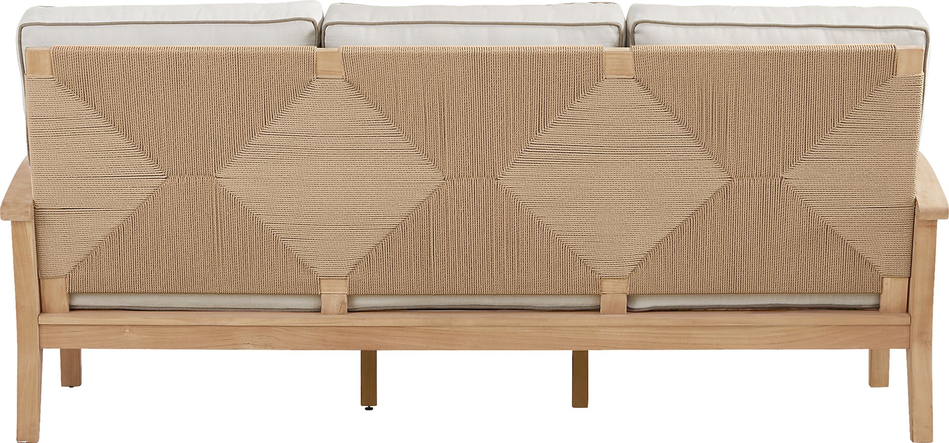 Pleasant Bay Woven Teak Outdoor Sofa with Vapor Cushions - Image 3
