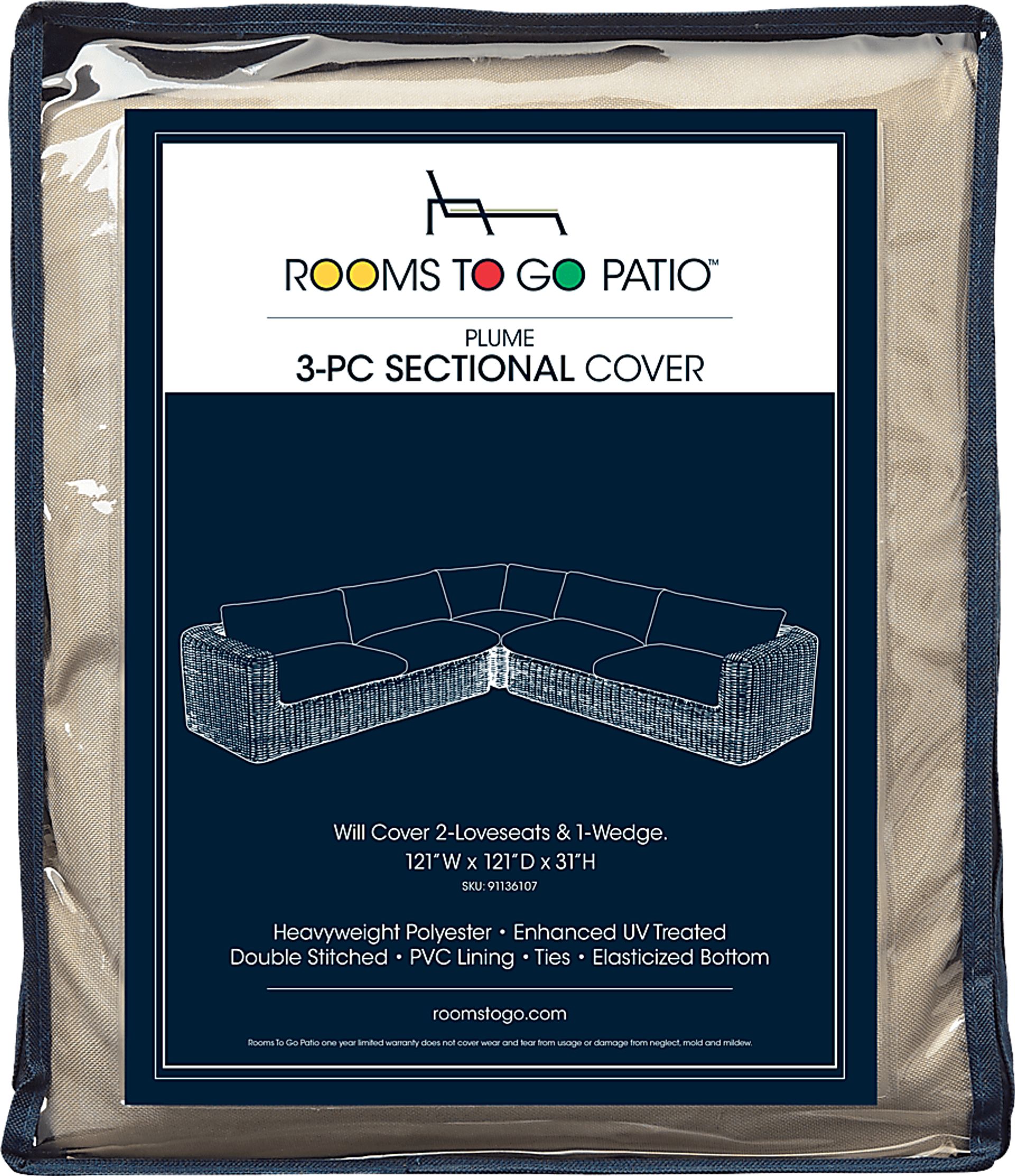 Plume 3 Pc Patio Sectional Cover - Image 1