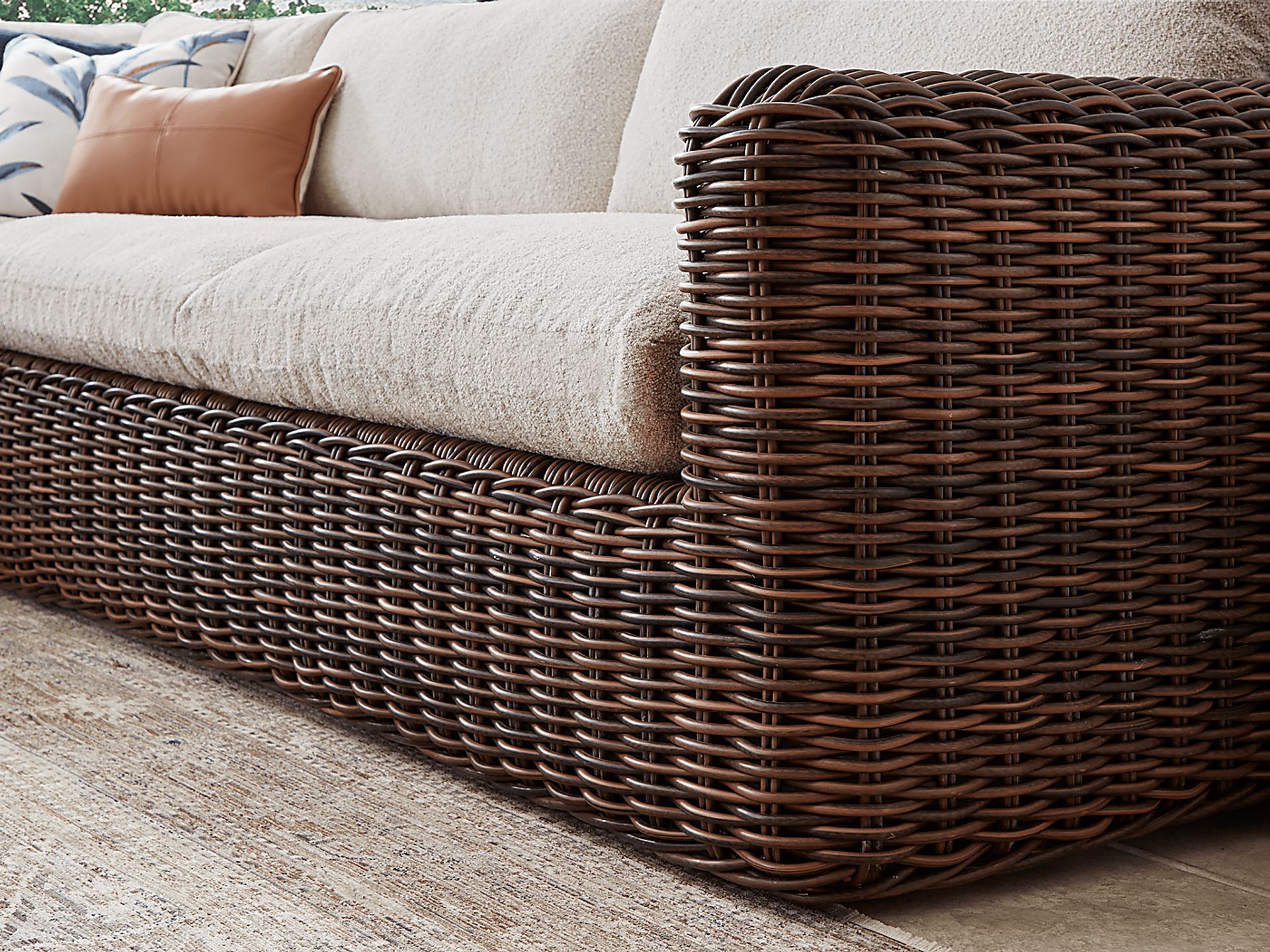 Plume Brown 4 Pc Outdoor Sectional with Ivory Cushions - Image 3