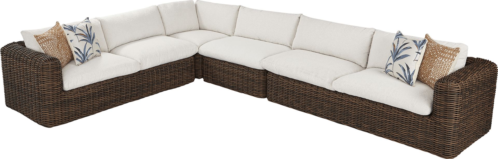Plume Brown 4 Pc Outdoor Sectional with Ivory Cushions - Image 1