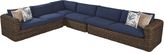Plume Brown 4 Pc Outdoor Sectional with Navy Cushions