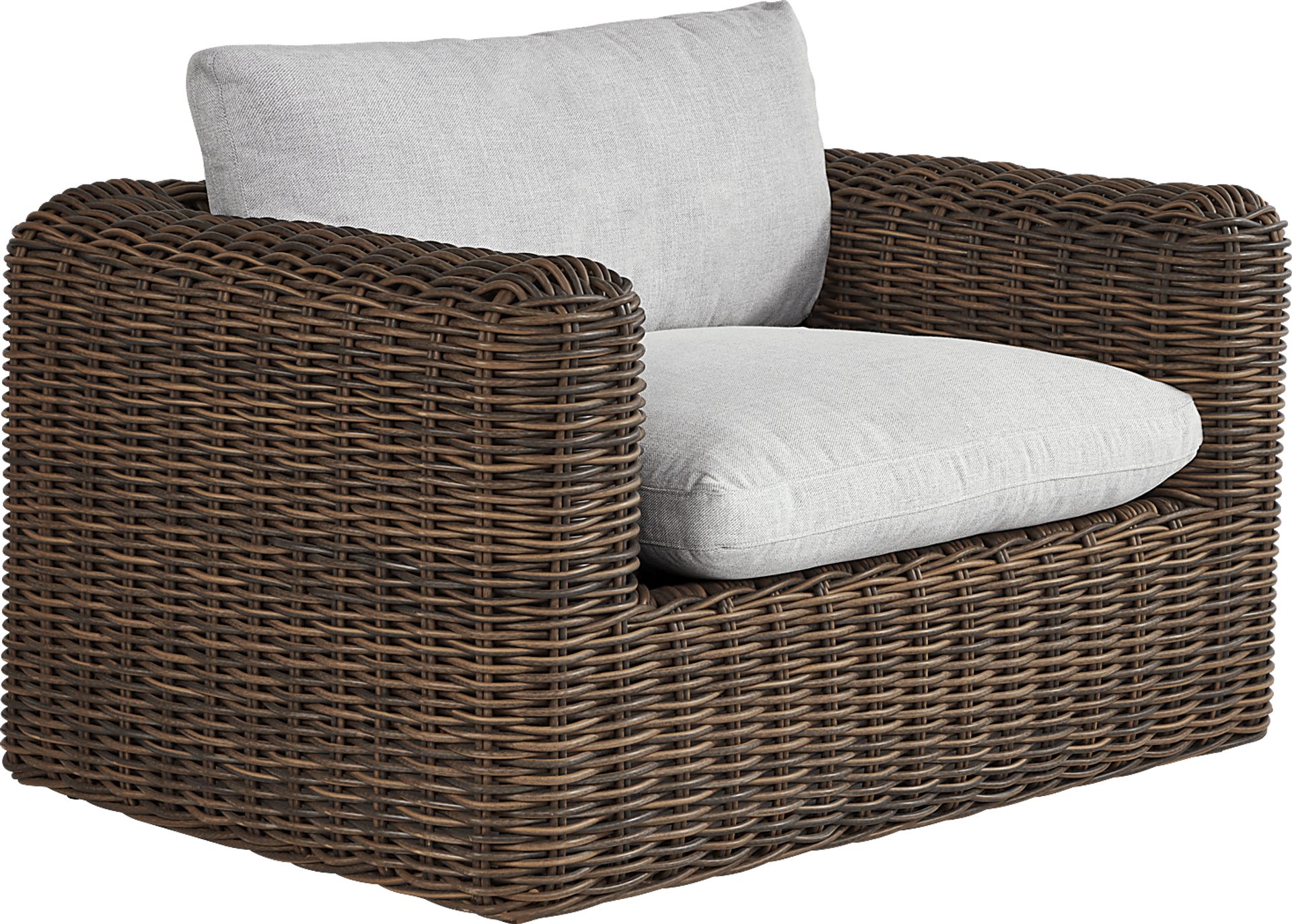 Plume Brown Outdoor Club Chair with Dove Cushions - Image 1