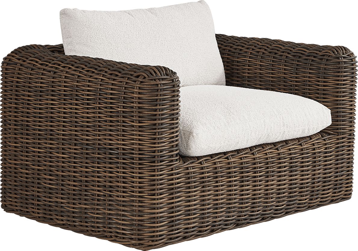Plume Brown Outdoor Club Chair with Ivory Cushions