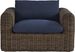 Plume Brown Outdoor Club Chair with Navy Cushions
