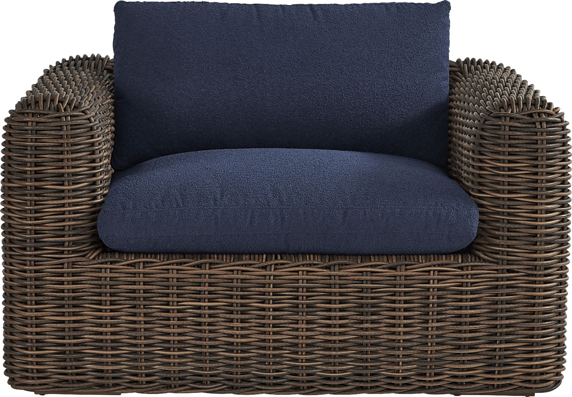 Plume Brown Outdoor Club Chair with Navy Cushions - Image 2