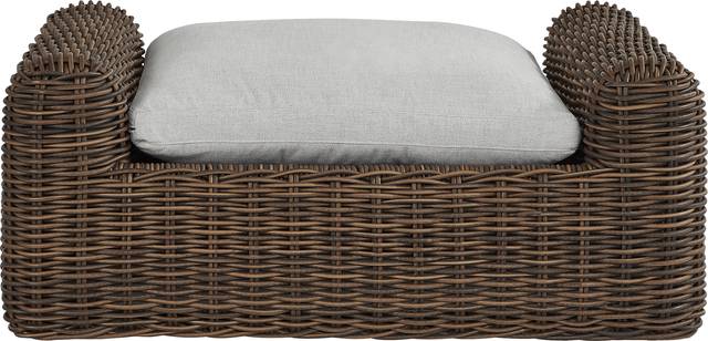 Plume Brown Outdoor Ottoman with Dove Cushion - Thumbnail - Image 2