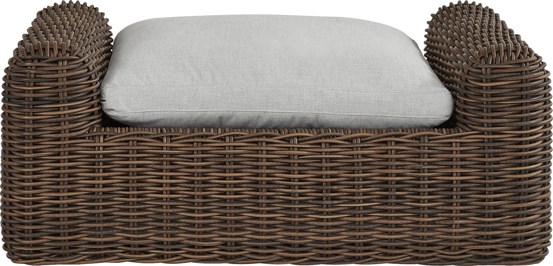 Plume Brown Outdoor Ottoman with Dove Cushion - Image 2