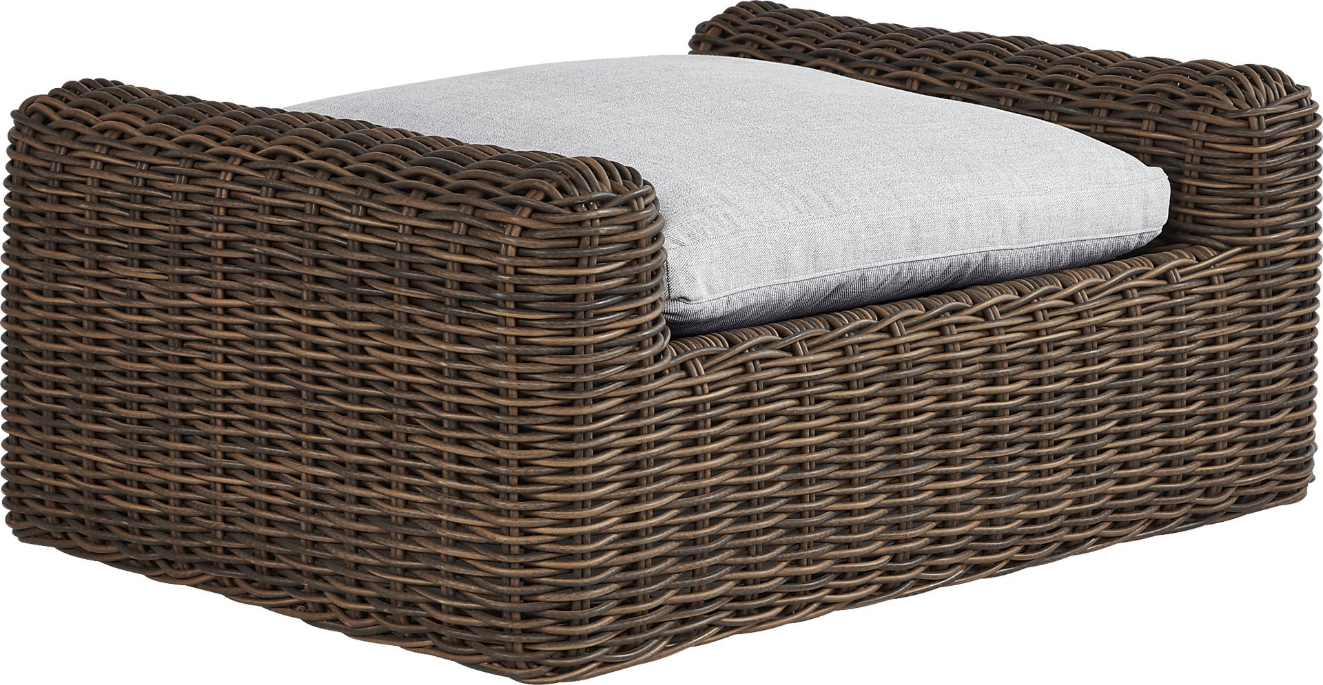 Plume Brown Outdoor Ottoman with Dove Cushion - Image 1