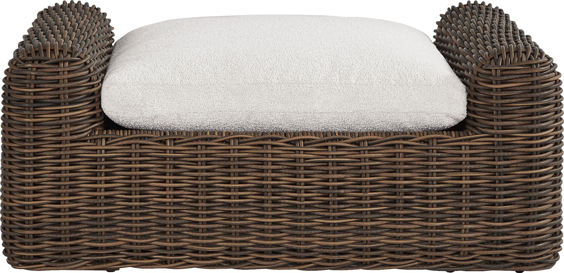 Plume Brown Outdoor Ottoman with Ivory Cushion - Image 2