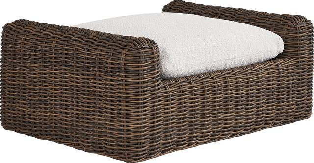 Plume Brown Outdoor Ottoman with Ivory Cushion - Thumbnail - Image 1