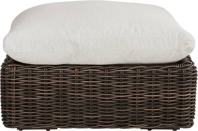 Plume Brown Outdoor Ottoman with Ivory Cushion - Thumbnail - Image 2