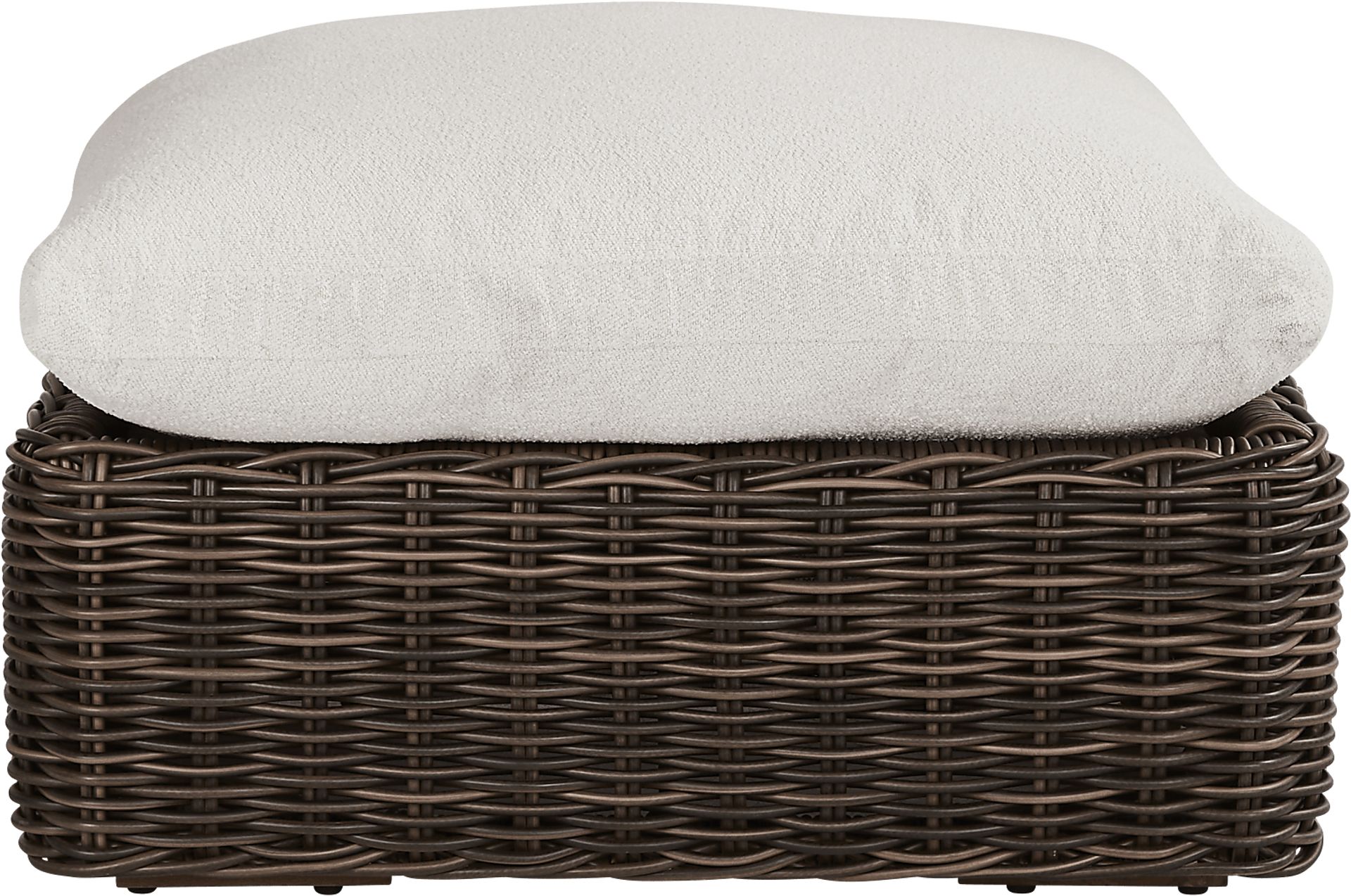 Plume Brown Outdoor Ottoman with Ivory Cushion - Image 2