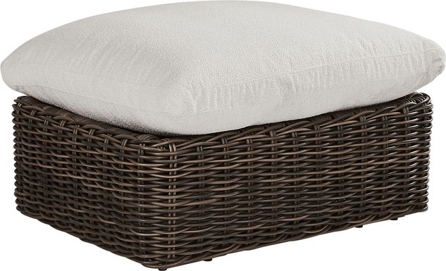 Plume Brown Outdoor Ottoman with Ivory Cushion