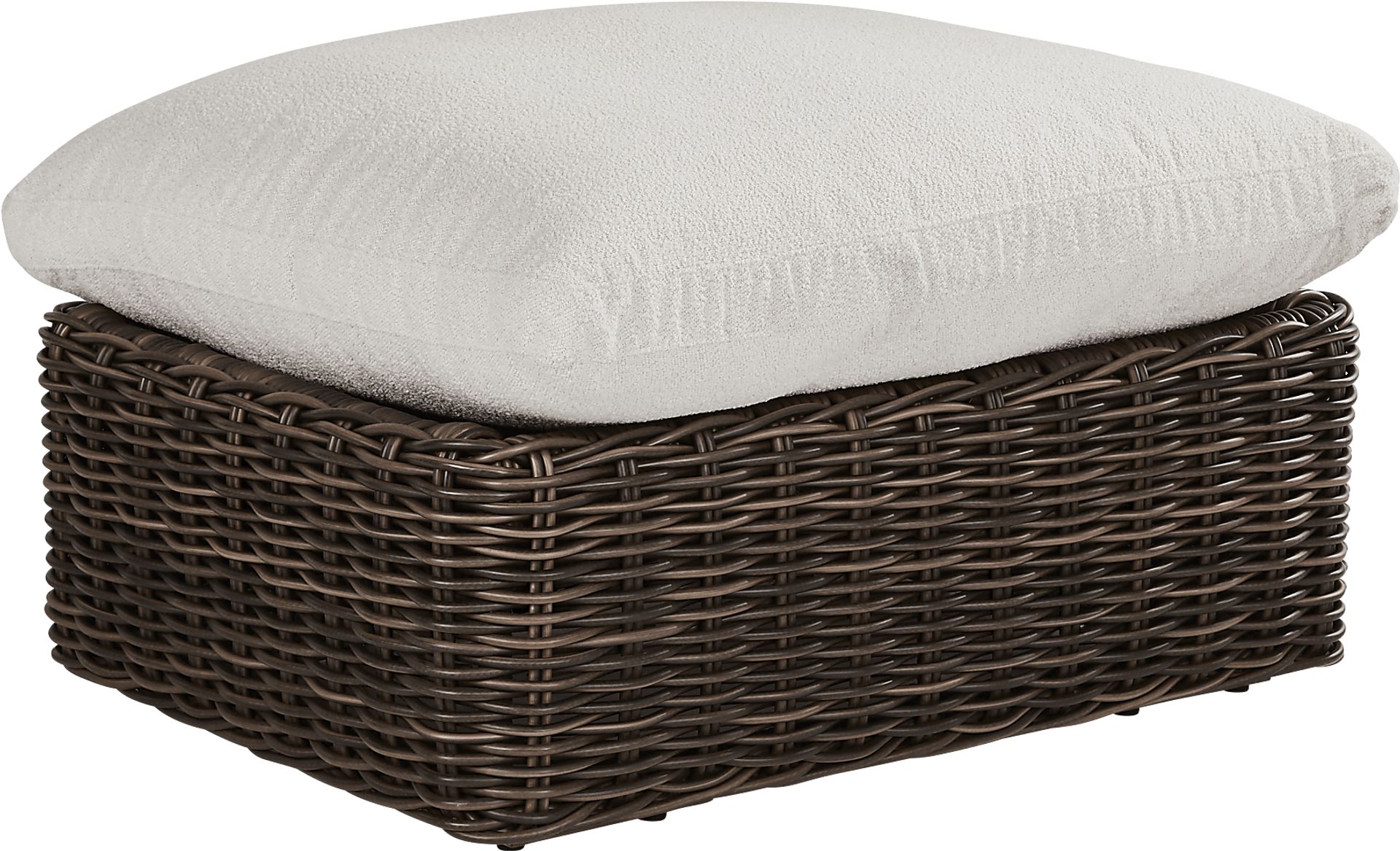 Plume Brown Outdoor Ottoman with Ivory Cushion - Image 1