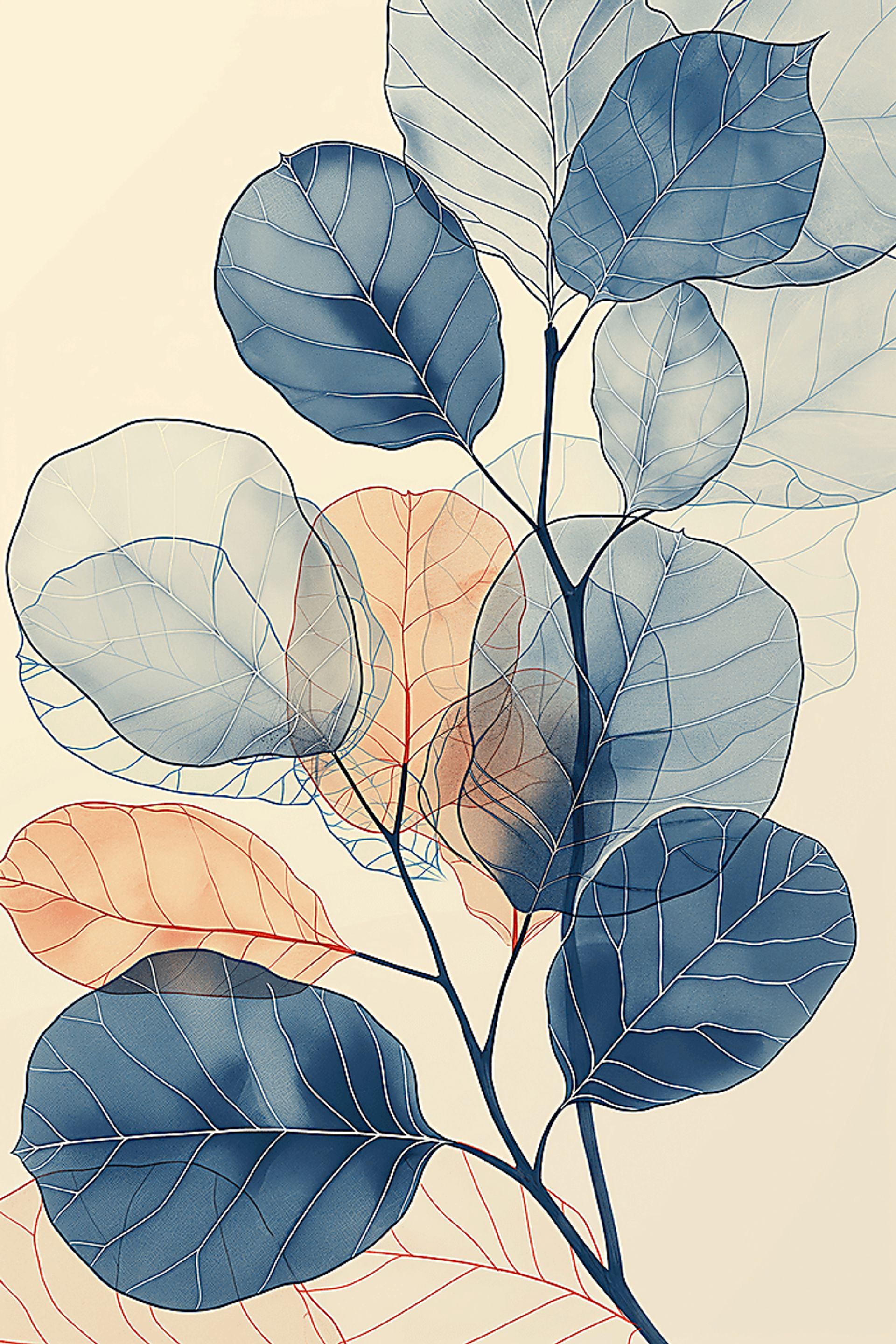 Plumerias Blue Artwork - Image 1