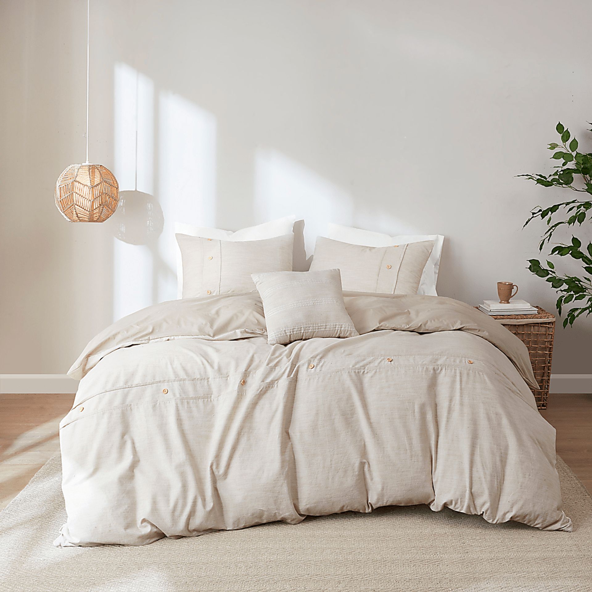 Plumosa Natural 5 Pc Full/Queen Comforter Set - Image 3