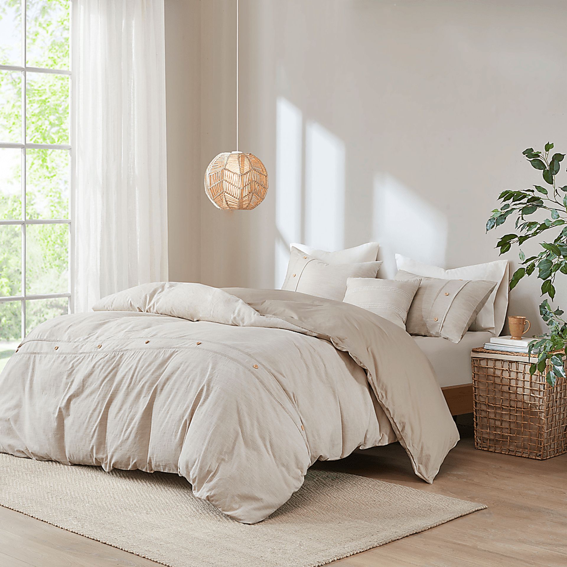 Plumosa Natural 5 Pc Full/Queen Comforter Set - Image 1