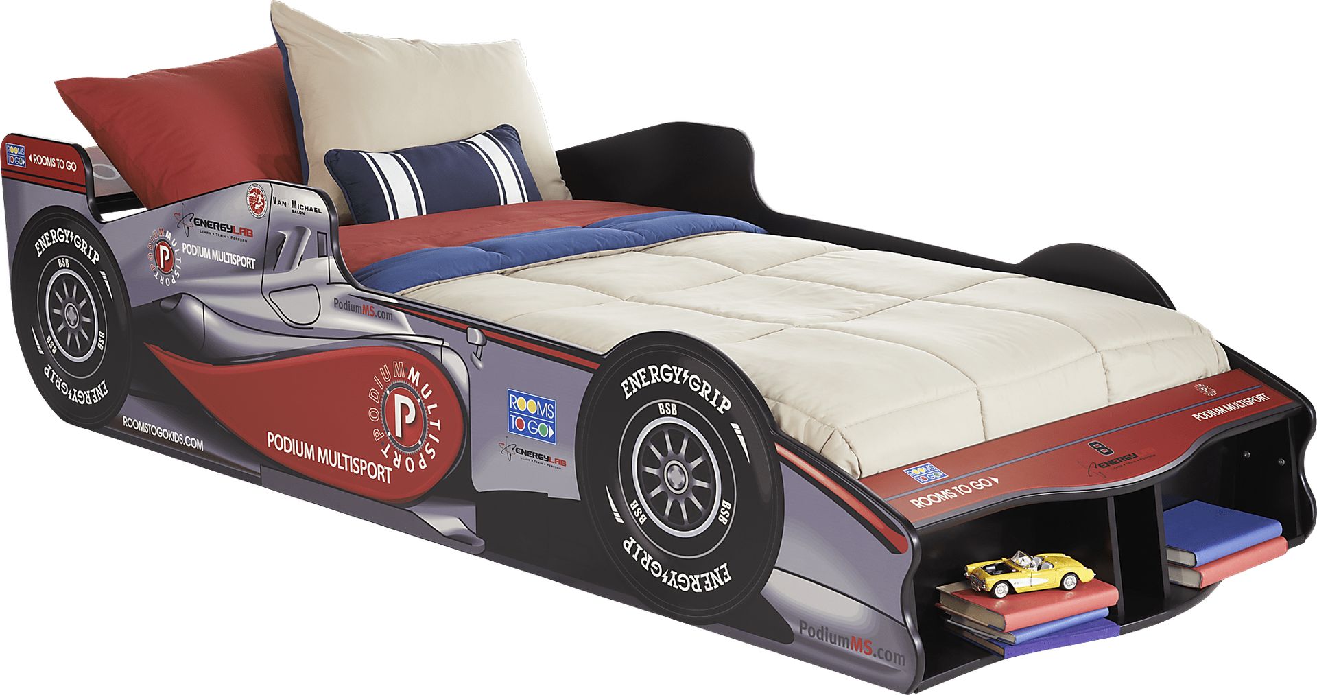 Podium Sports Car Gray 3 Pc Twin Bed - Image 1