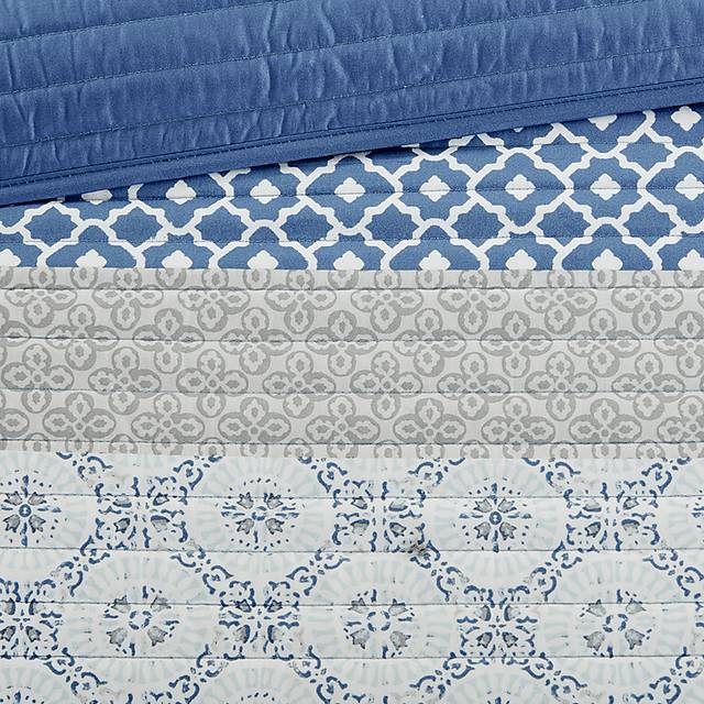 Poeyfarre Blue 8 Pc King Coverlet Set - Thumbnail - Image 6