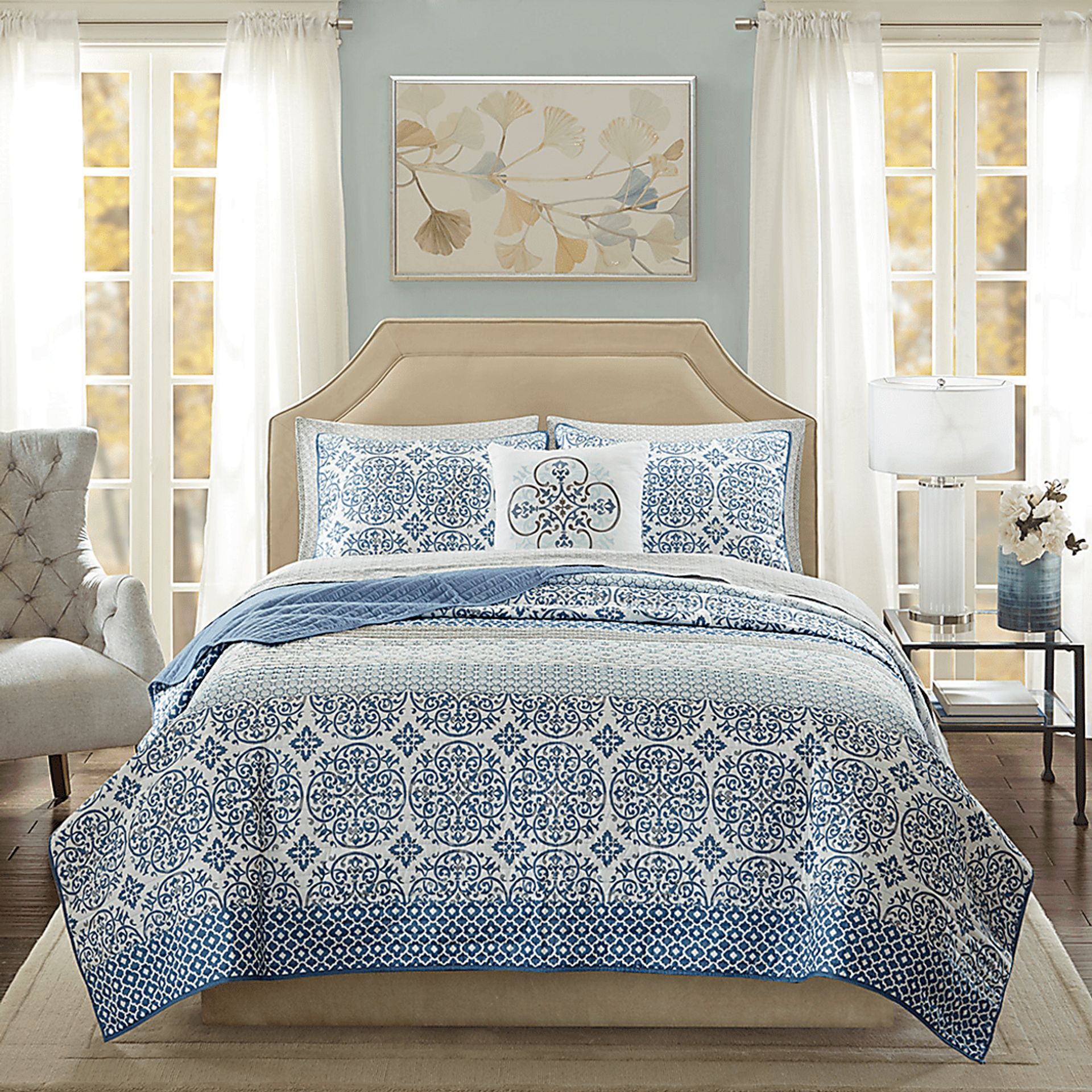 Poeyfarre Blue 8 Pc King Coverlet Set - Image 7