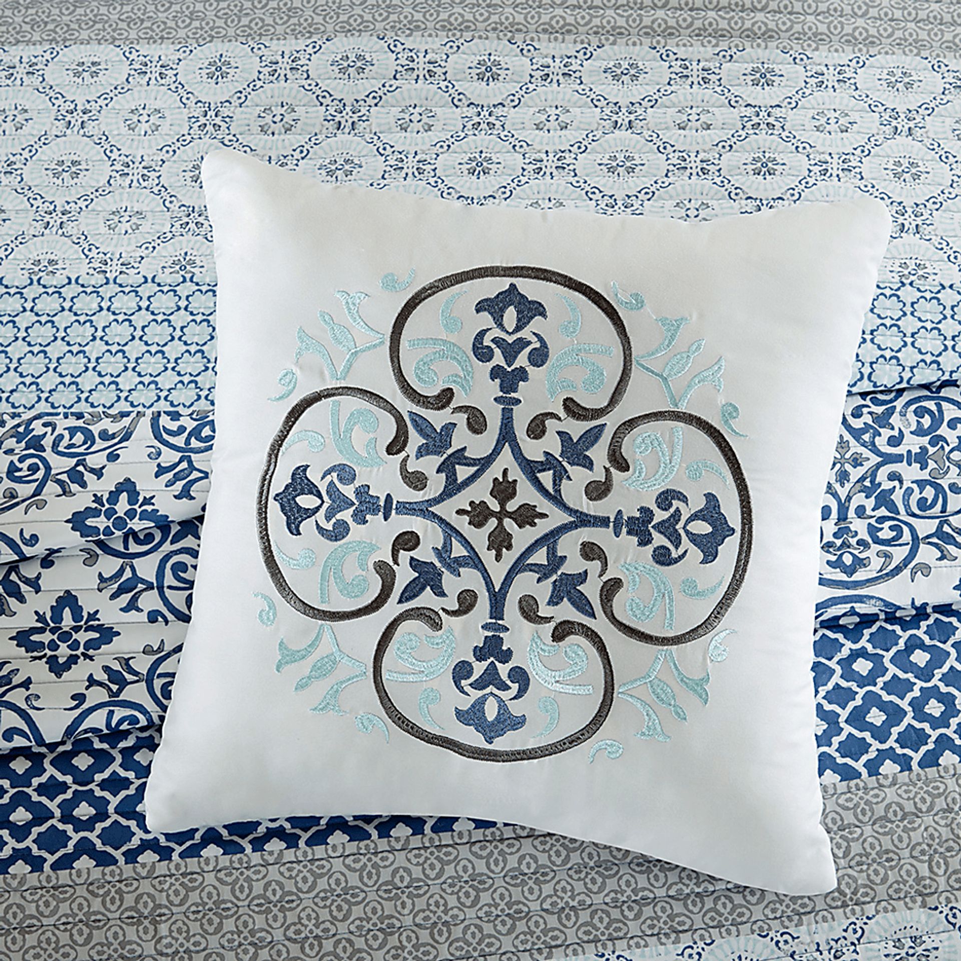 Poeyfarre Blue 8 Pc Queen Coverlet Set - Image 4