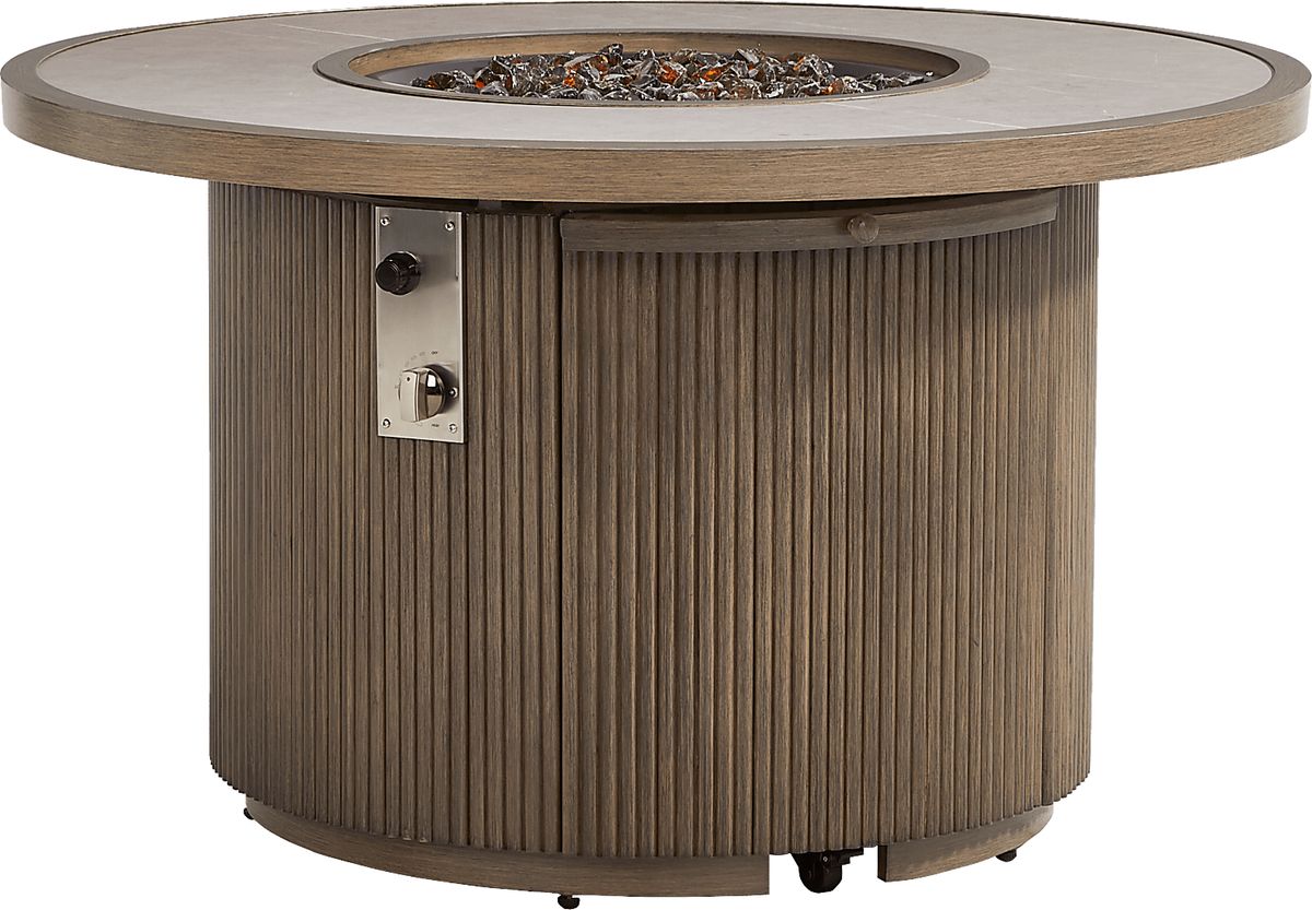 Point Reyes Brown Dark Wood Aluminum Outdoor Fire Pit | Rooms to Go
