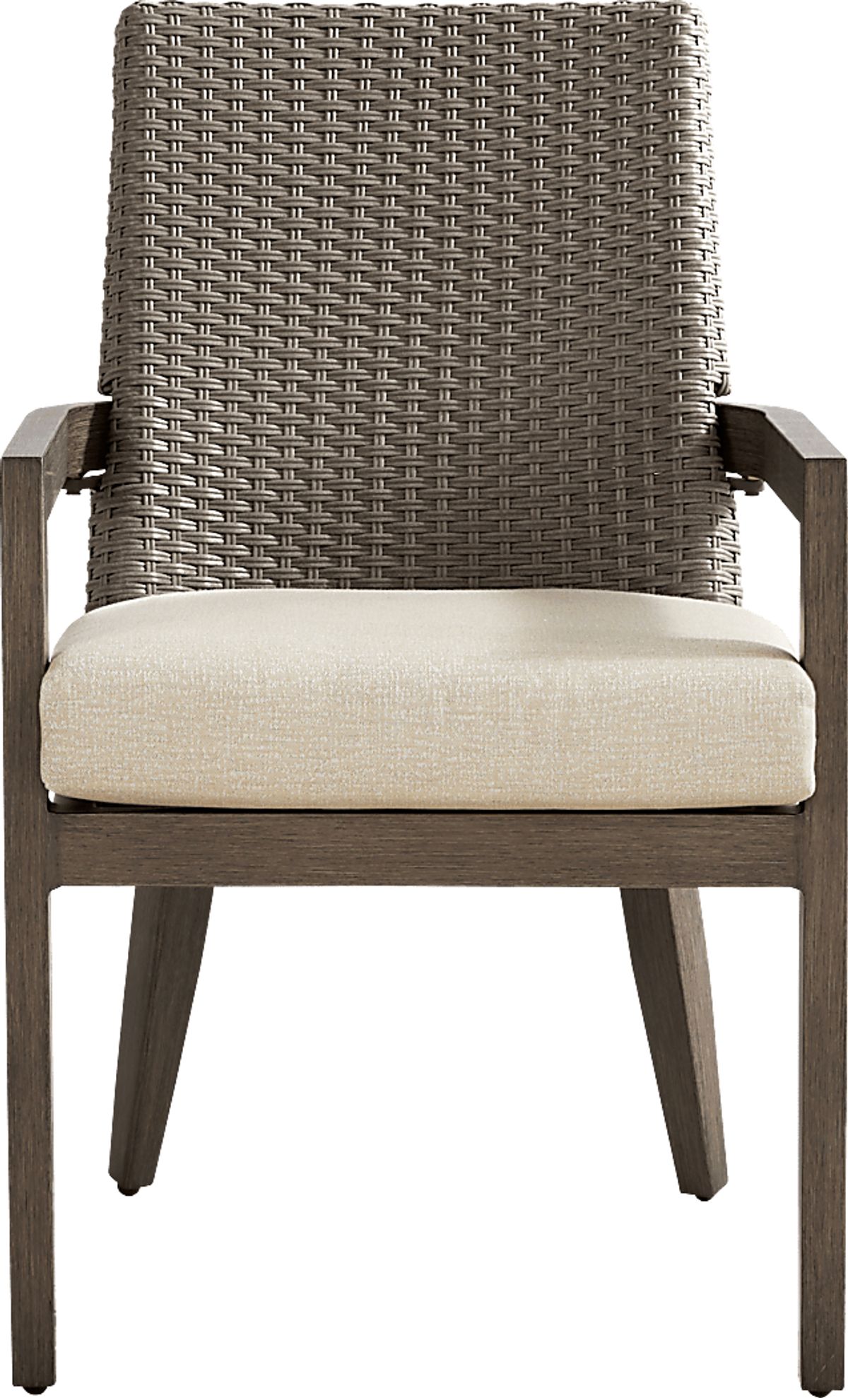 Point Reyes Brown Dark Wood Beige Aluminum Outdoor Arm Chair | Rooms to Go