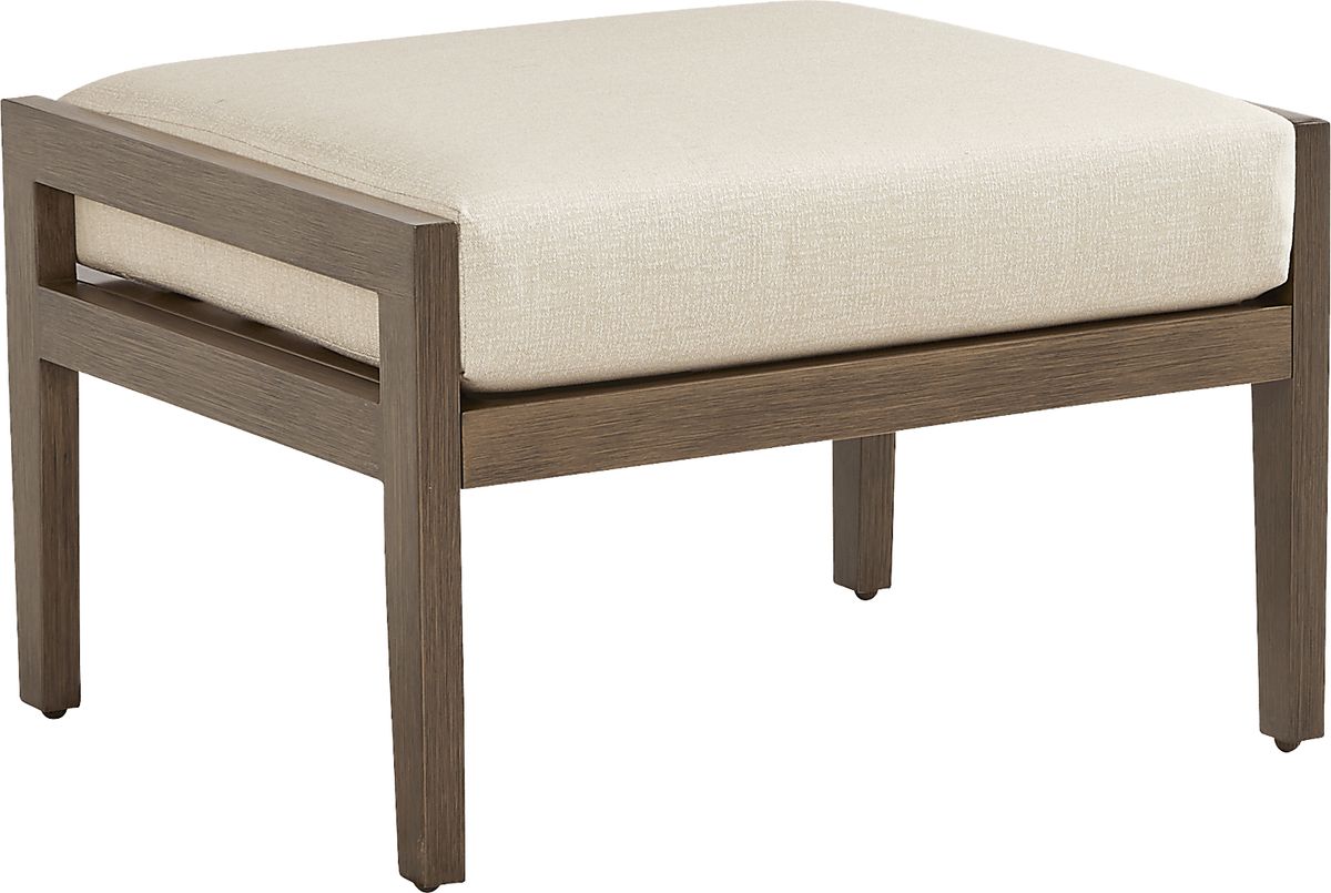 Point Reyes Brown Dark Wood Aluminum Outdoor Ottoman | Rooms to Go