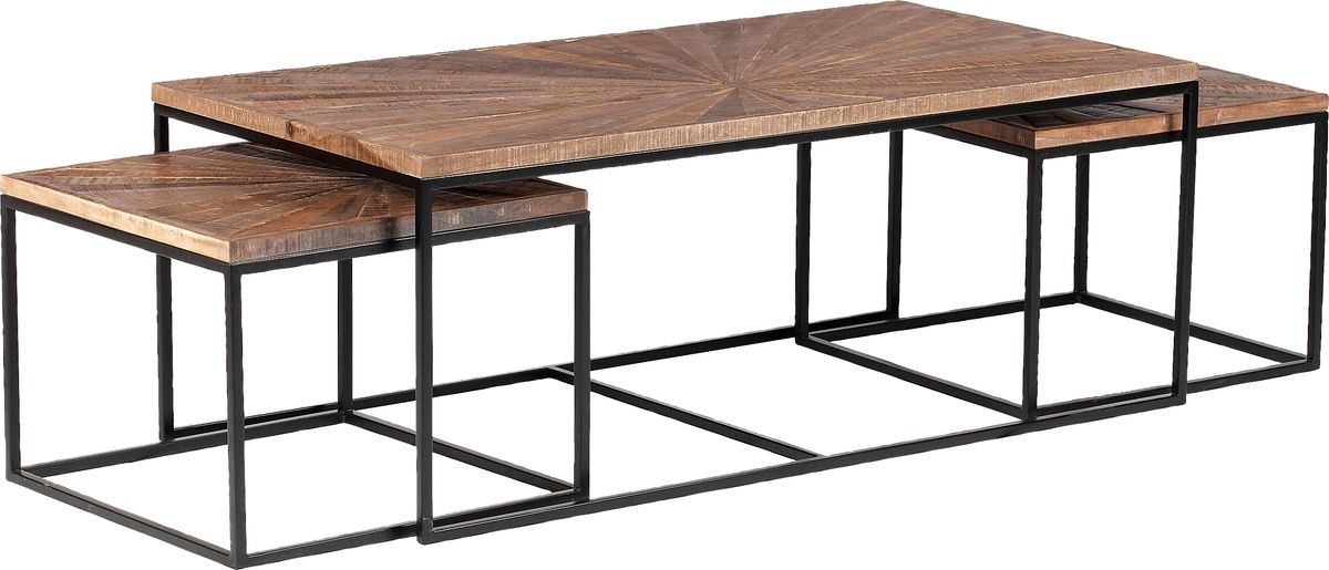 Pointon Brown Dark Wood Nesting Cocktail Table, Set Of 3 | Rooms to Go