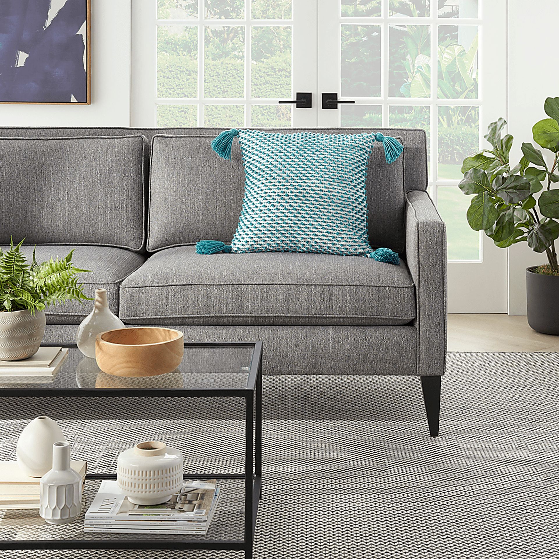 Pollenfur Turquoise Indoor/Outdoor Accent Pillow - Image 2