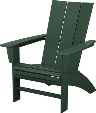 POLYWOOD Modern Green Outdoor Curveback Adirondack Chair