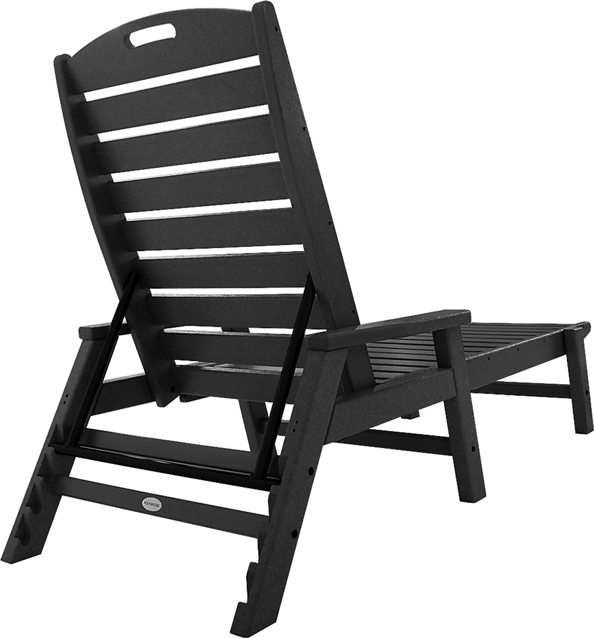 POLYWOOD Nautical Black Outdoor Chaise - Image 2