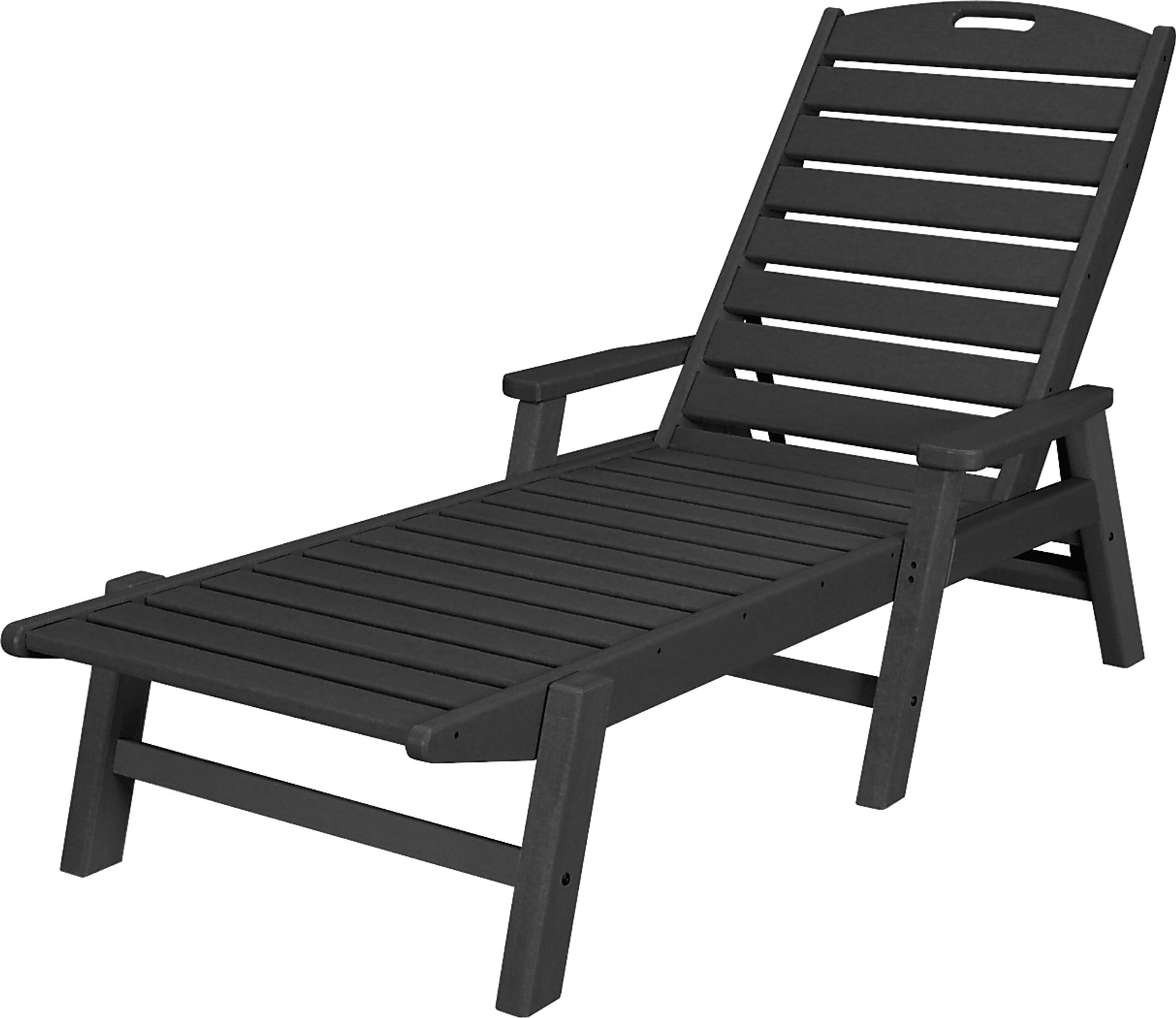 POLYWOOD Nautical Black Outdoor Chaise - Image 1