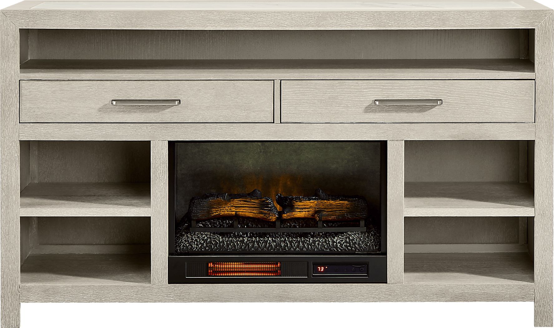 Pompei Gray Server with Electric Fireplace