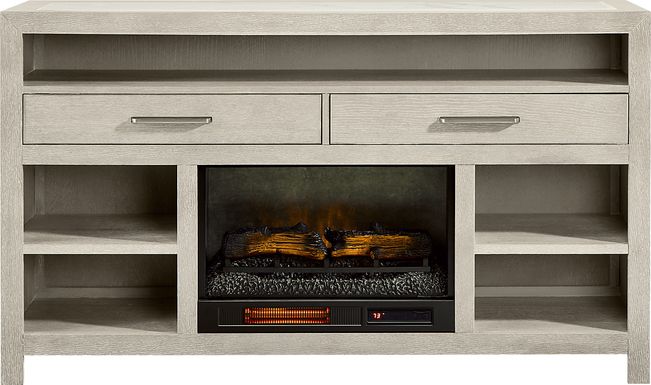 Pompei Gray Server with Electric Fireplace