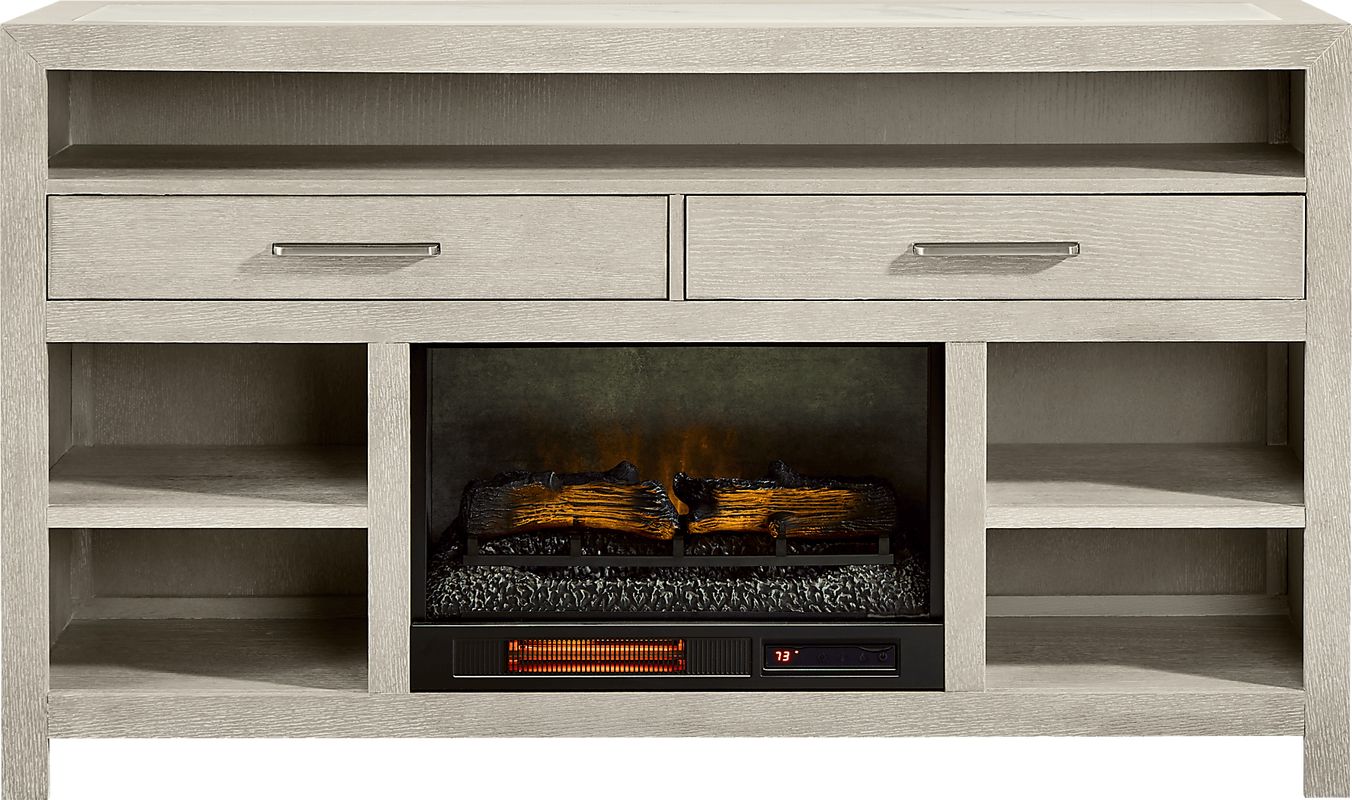 Pompei Gray Server with Electric Fireplace